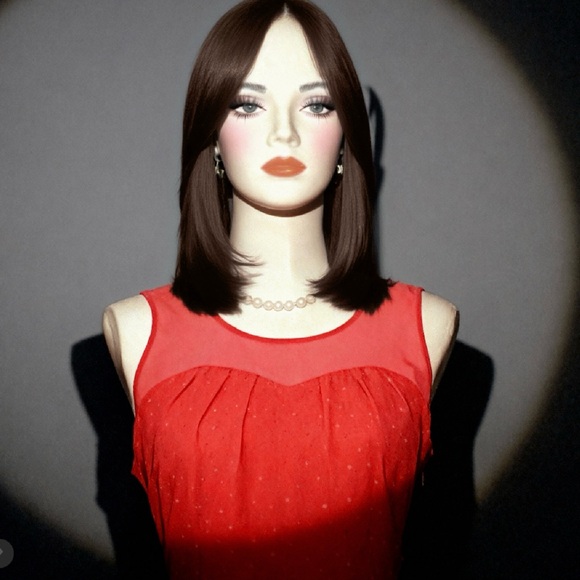 Express Fit and Flare Bright Coral Dress - Picture 9 of 9